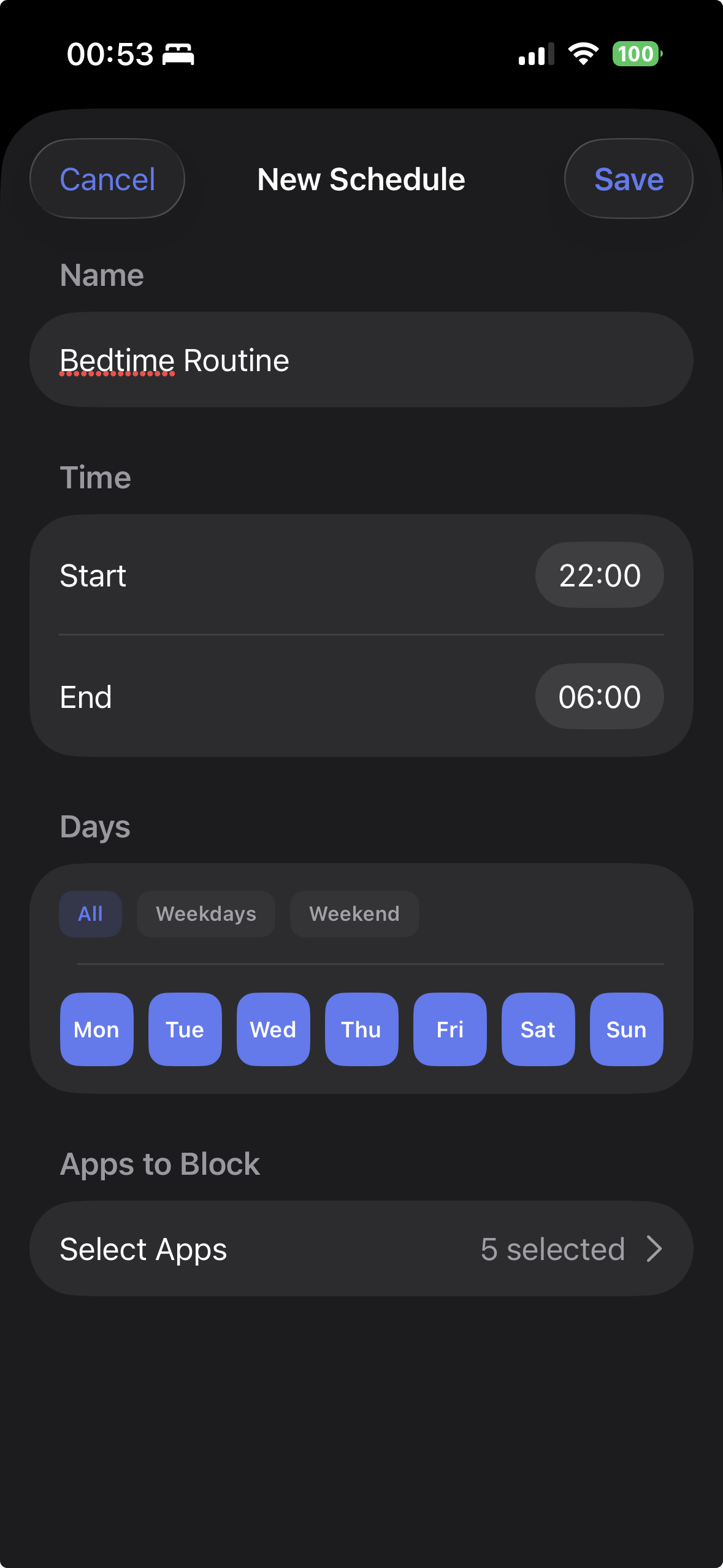 Create schedule